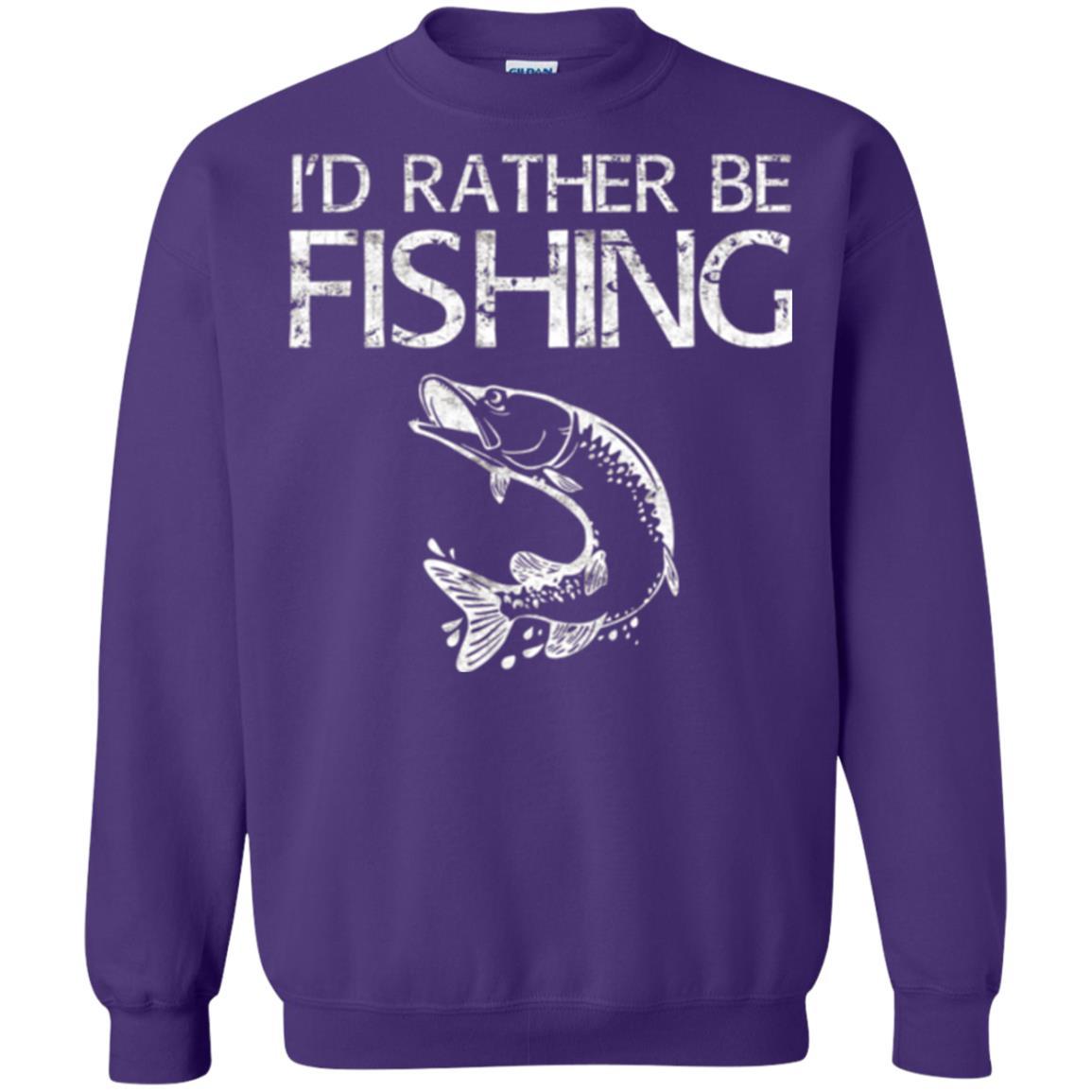 Fisherman T-shirt I'd Rather Be Fishing Purple