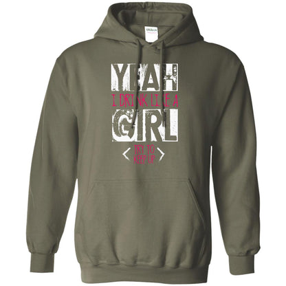 Yeah I Drink Like A Girl Try To Keep Up Drinking Gift Shirt For Girls Military Green