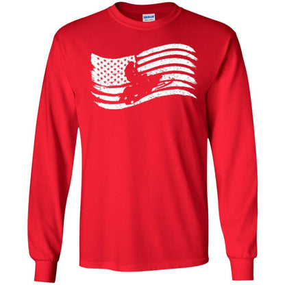 Snowmobile Rider T-shirt American Flag Red