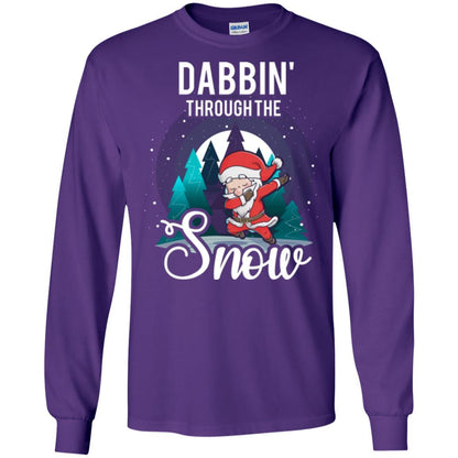 Christmas T-shirt Santa Claus Dabbing Through The Snow Purple