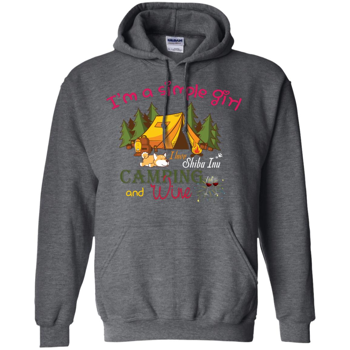 I’m A Simple Girl I Love Shiba Inu Camping And Wine Shirt Dark Heather