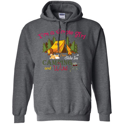 I’m A Simple Girl I Love Shiba Inu Camping And Wine Shirt Dark Heather
