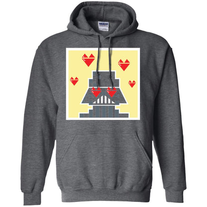 Star Wars Vader Pixel Heart Eyes Valentine_s Graphic T-shirt Dark Heather