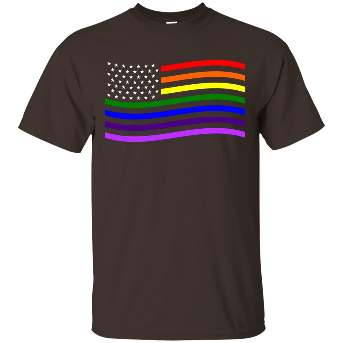 Lgbt T-shirt America Flag Dark Chocolate
