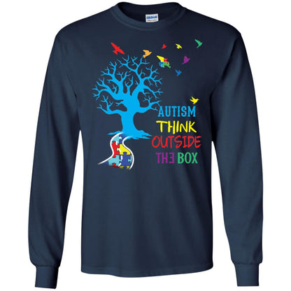 Autism Awareness T-shirt Autism Think Outside Navy
