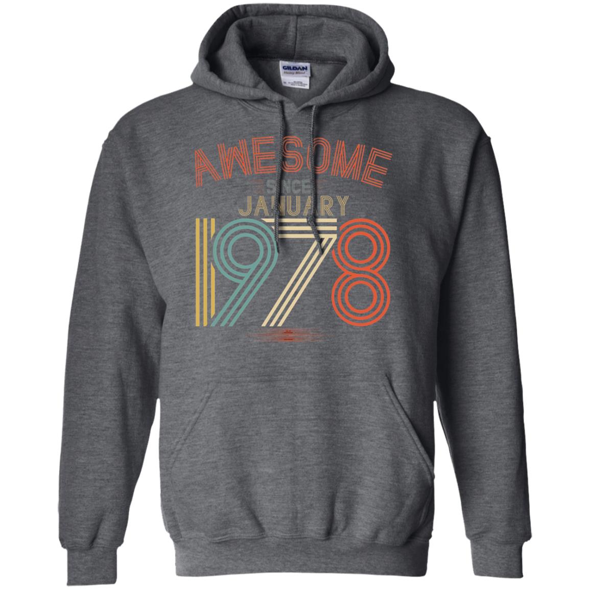 Funny 40th Birthday T-shirt Awesome Since January 1978 Dark Heather