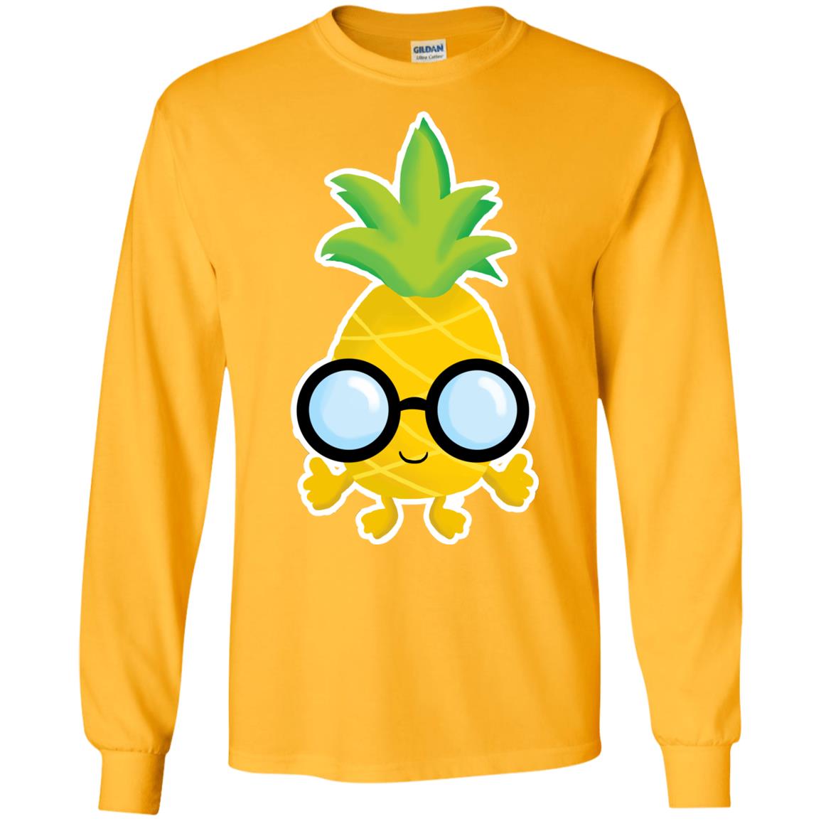 Funny Pineapple With Glasses For Boys Mens Shirt Gold