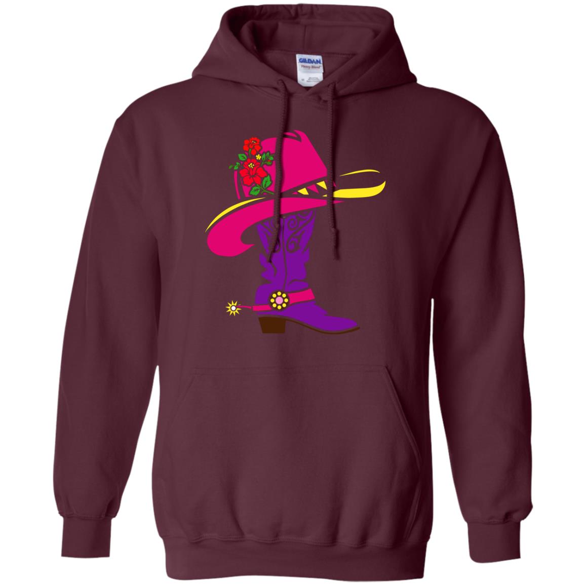 Cowgirl Boots With Hat T-shirt Maroon