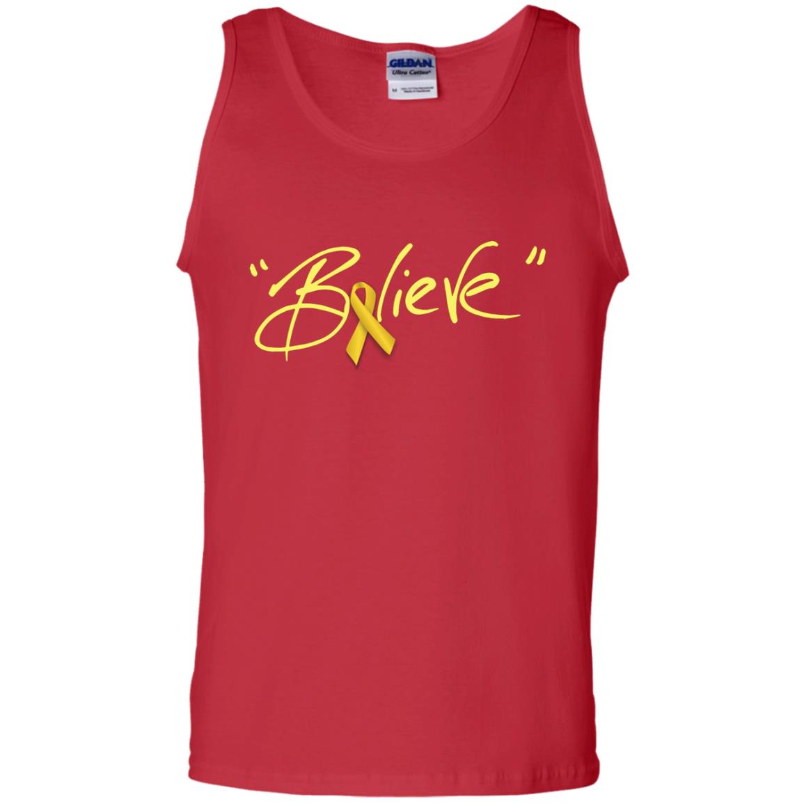 Childhood Cancer Awareness Shirt Gold Ribbon Believe Red
