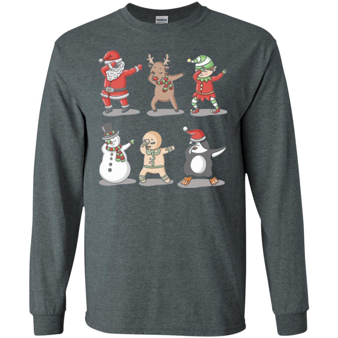 Christmas T-shirt Dabbing Santa Ugly Sweater Dark Heather