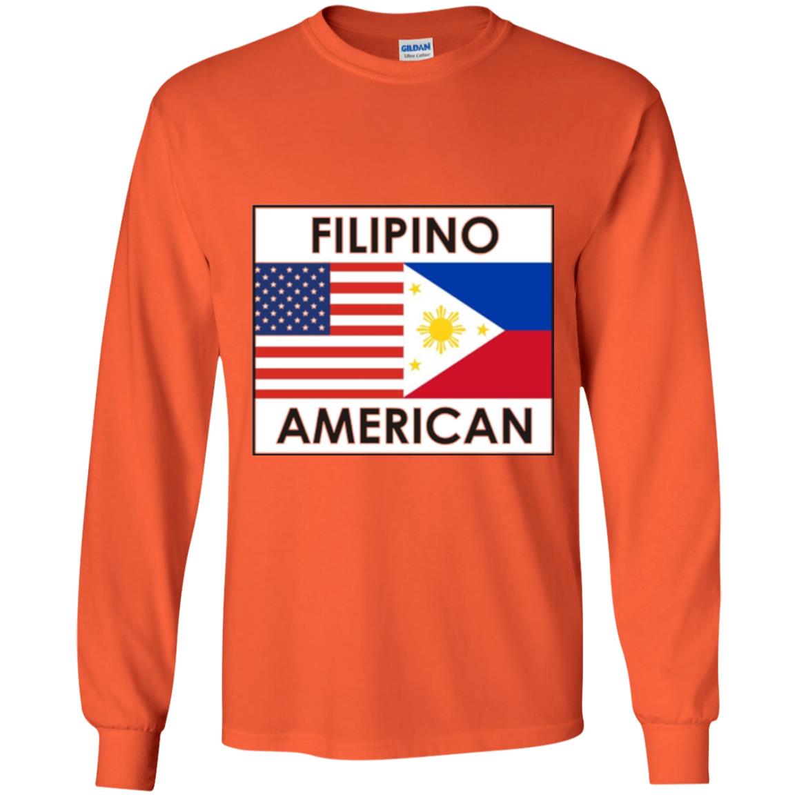 Filipino American T-shirt Philippines Usa Flags Orange