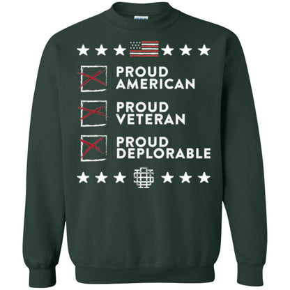American T-shirt Proud American, Proud Veteran, Proud Deplorable Forest Green