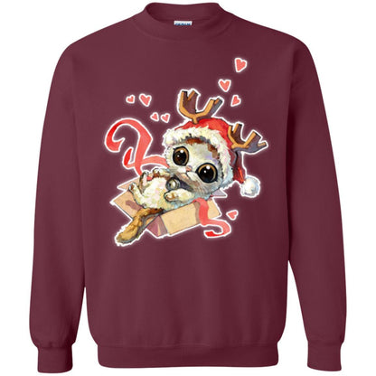 Cat Lover T-shirt Merry Christmas Maroon