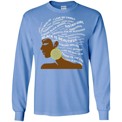 Black Is Beautiful Black History Month Word Art T-shirt Carolina Blue