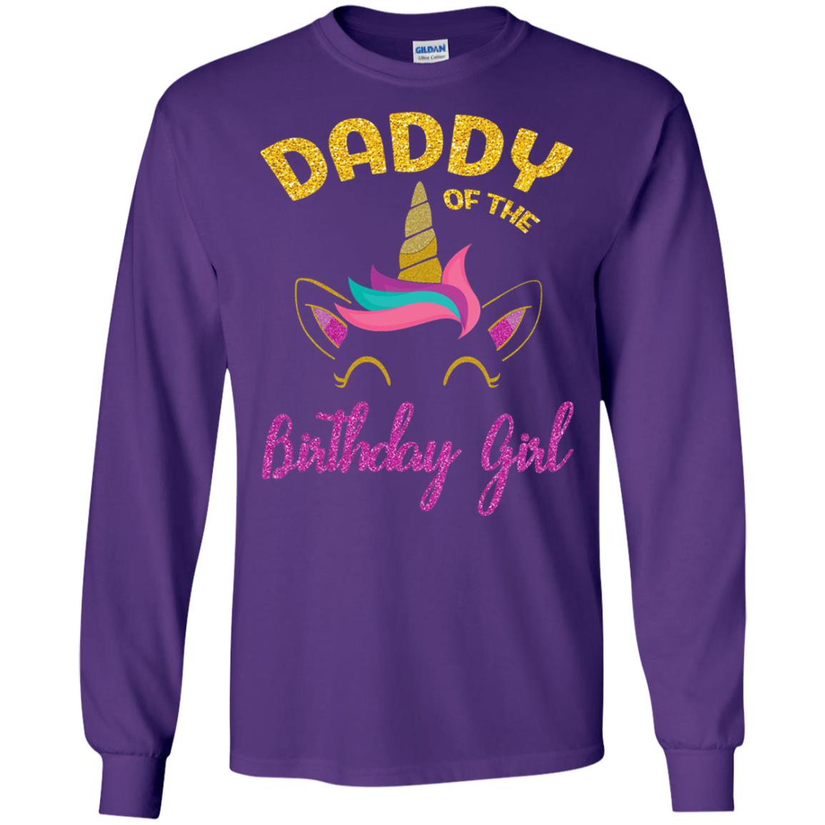 Daddy Mommy Of The Unicorn Birthday Girl T-shirt Purple