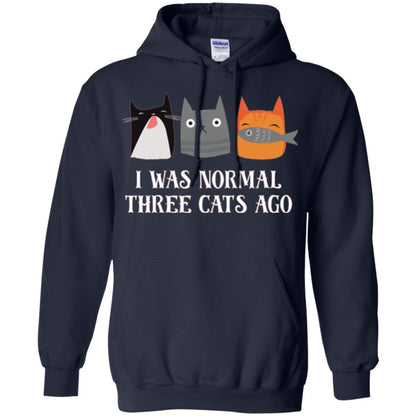Cat Lovers T-shirt I Was Normal Three Cats Ago Funny Navy