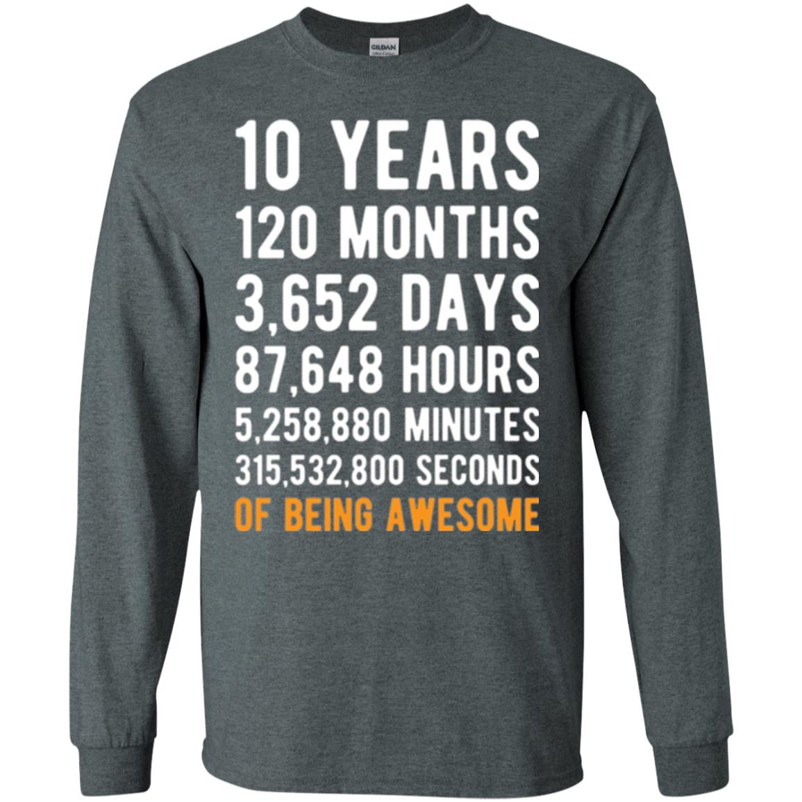 Birthday T-shirt 10 Years Old Of Being Awesome Dark Heather