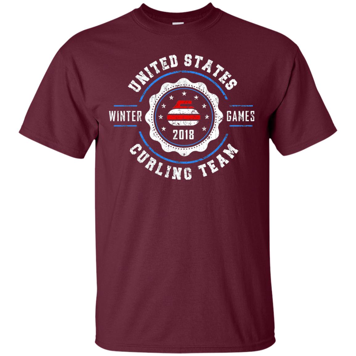 Usa Winter Curling 2018 T-shirt Maroon