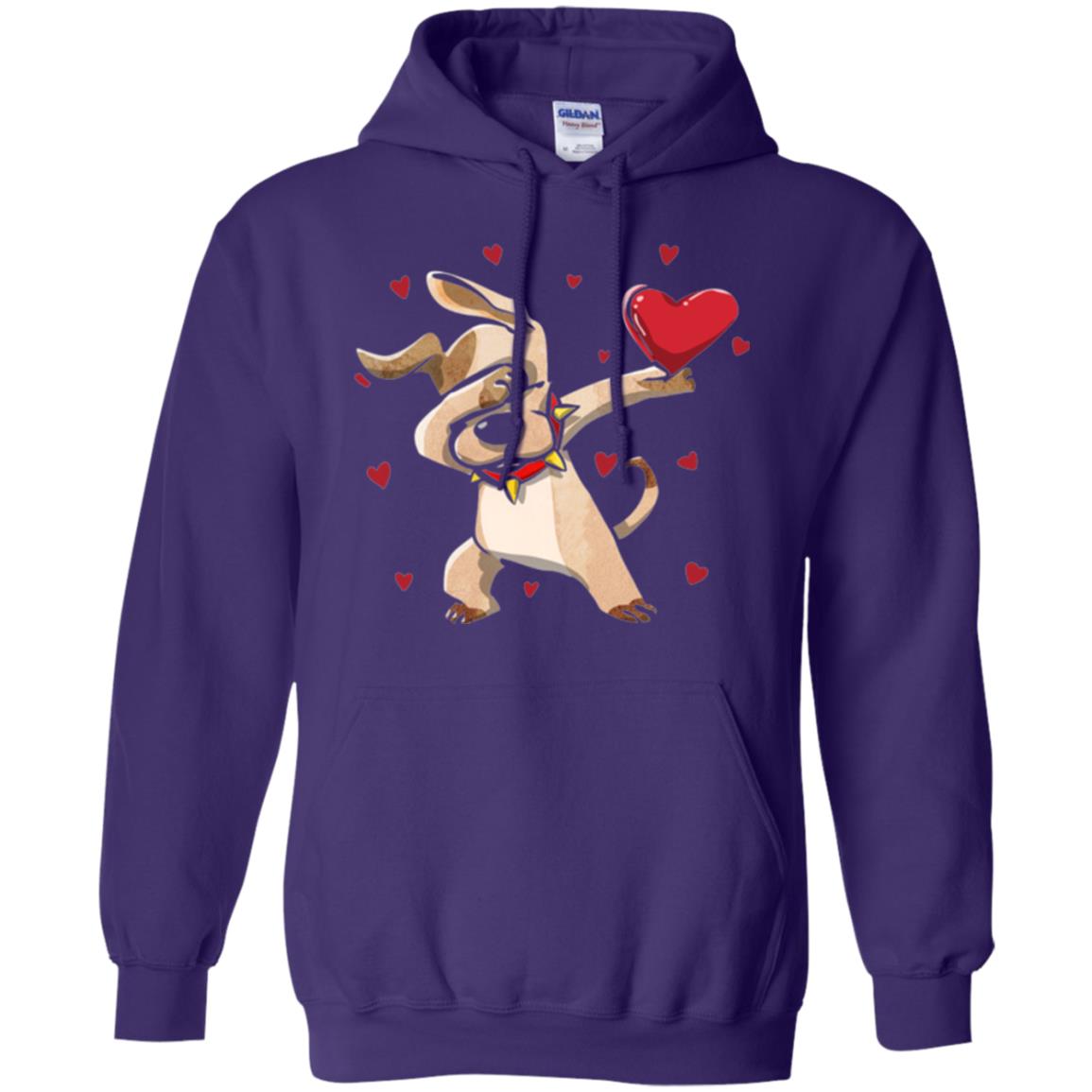 Funny Dabbing Dog Valentine_s Day T-shirt Purple