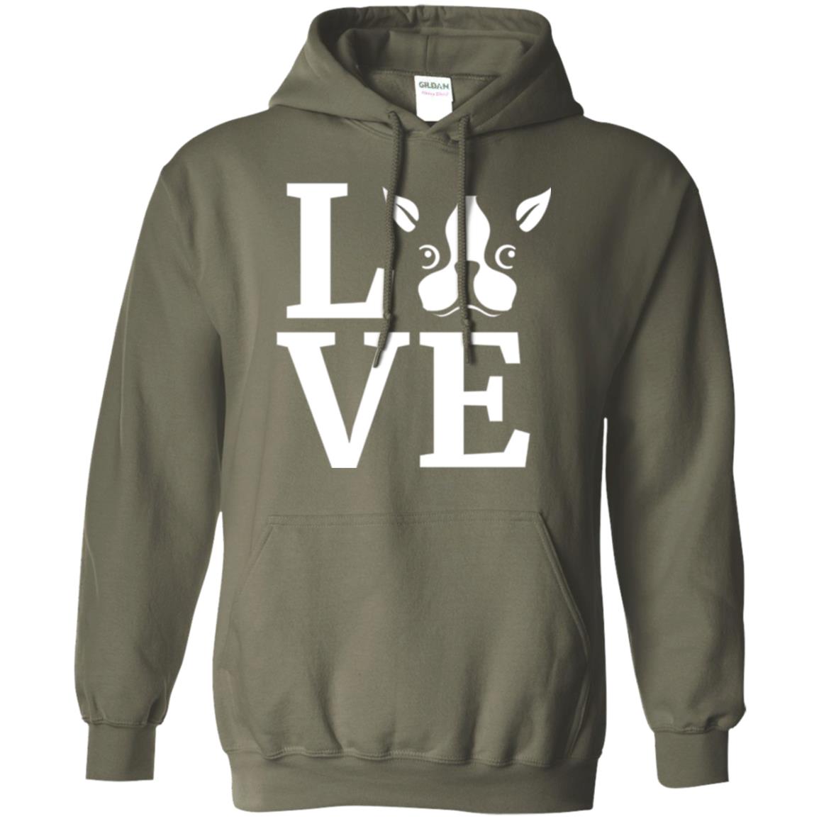 Dog Lovers T-shirt I Love My Boston Terrier Military Green