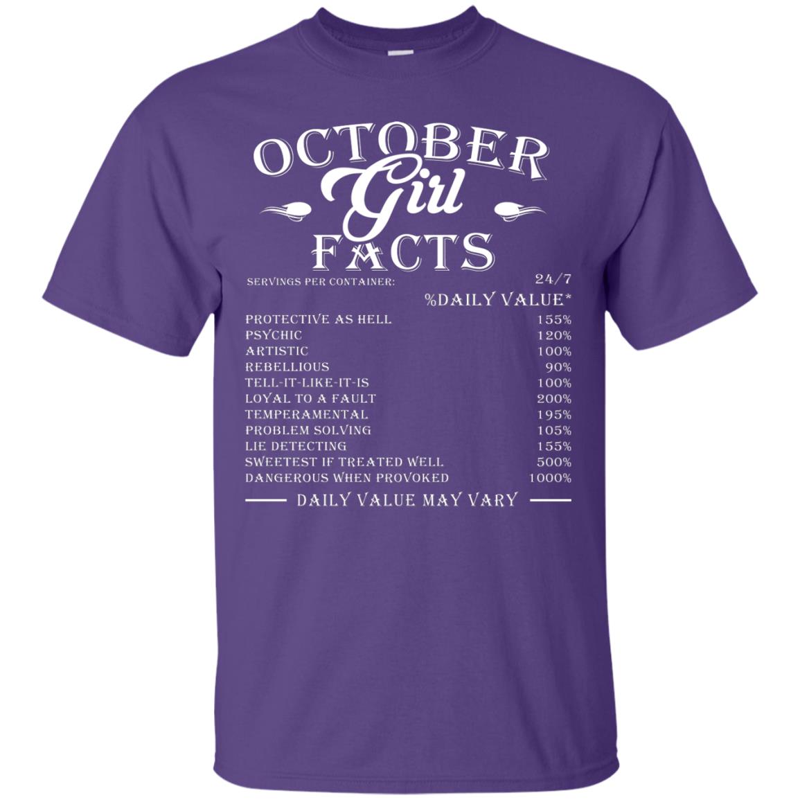 October Girl Facts Facts T-shirt Purple
