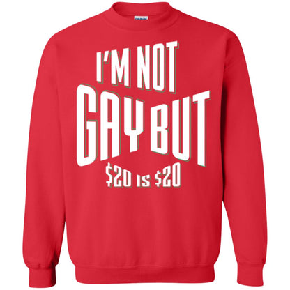 Funny Bi-curious Bachelor Humor Party T-shirt I'm Not Gay But $20 Is $20 Red