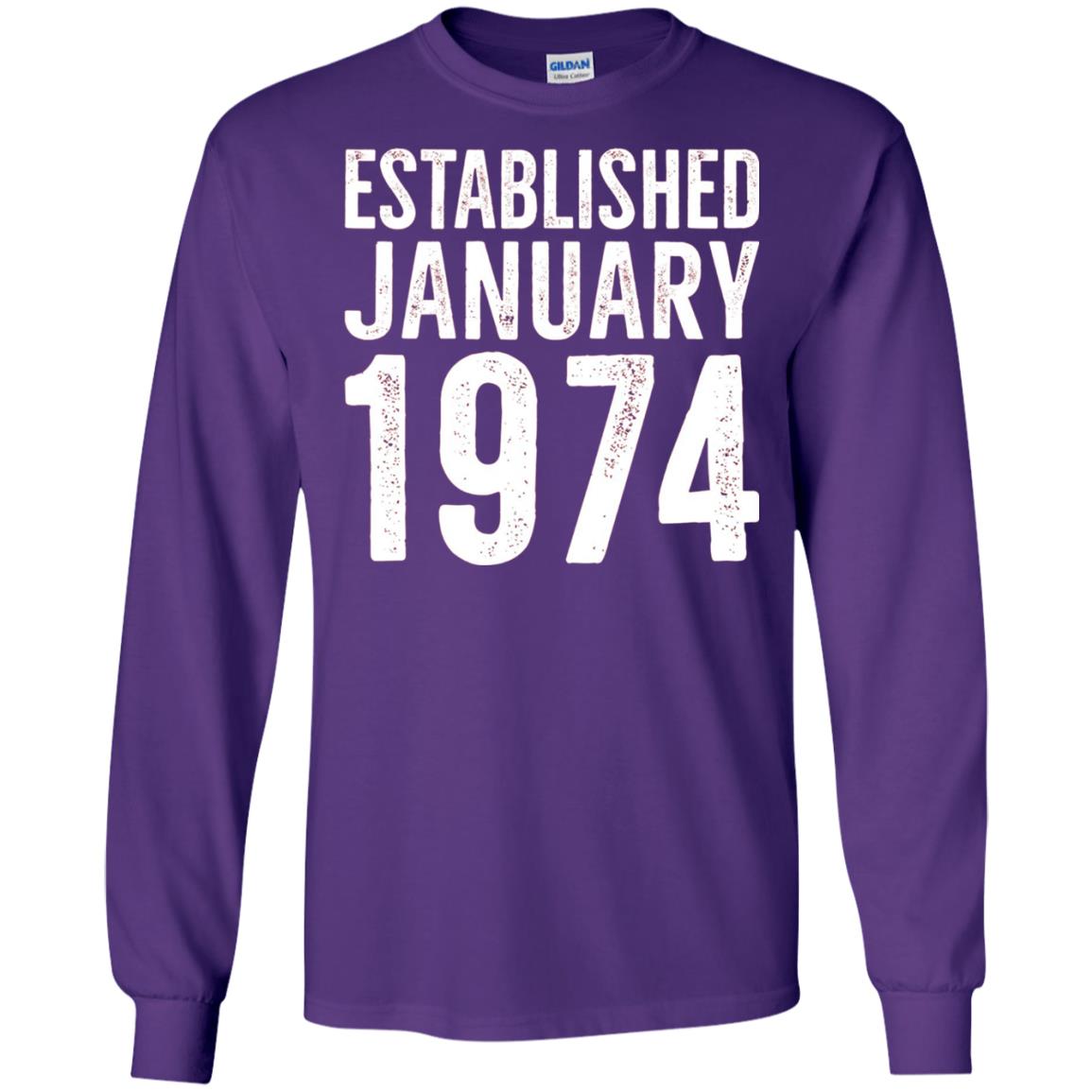 Established January 1974 43rd Birthday T-shirt Purple