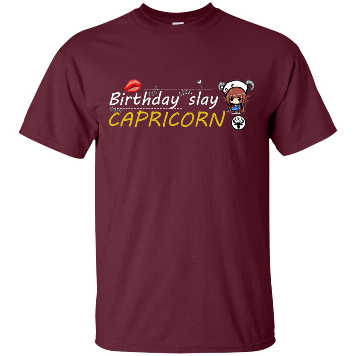 Cute Capricorn Girl Birthday Lip Slay T-shirt Maroon