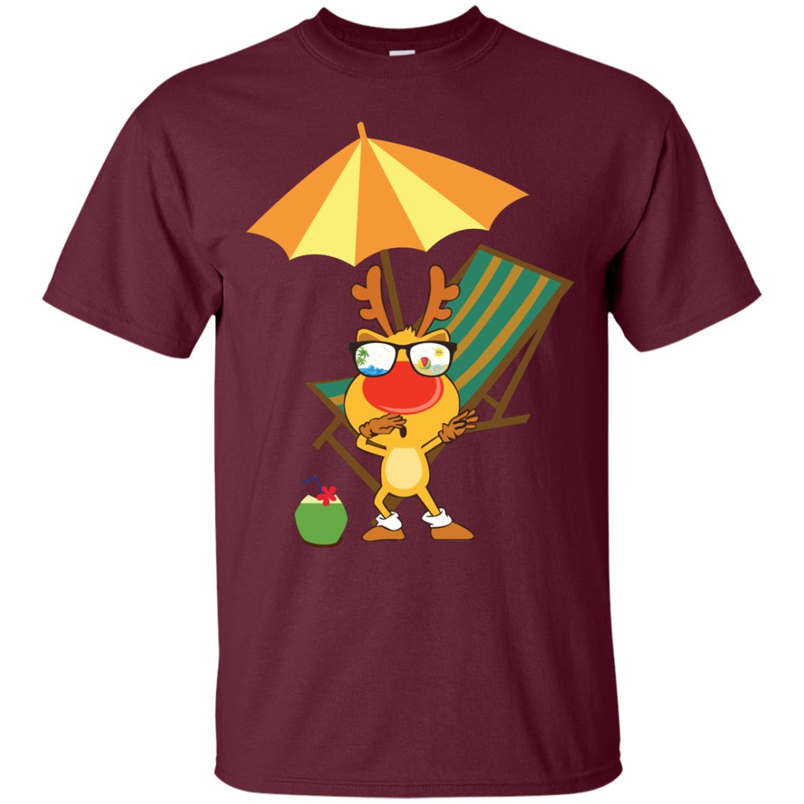 Dabbing Reindeer With Sunglasses Celebrate Xmas In July 2018 Shirt Maroon