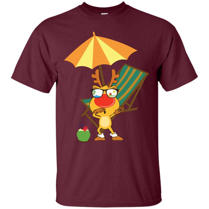 Dabbing Reindeer With Sunglasses Celebrate Xmas In July 2018 Shirt Maroon