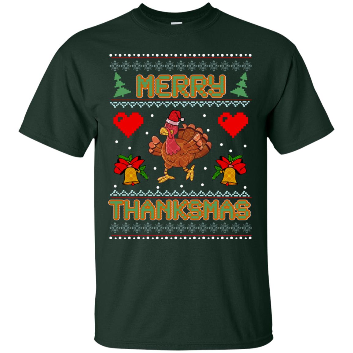 Merry Thanksmas Turkey Thanksgiving Gift Shirt For Mens Or Womens Forest