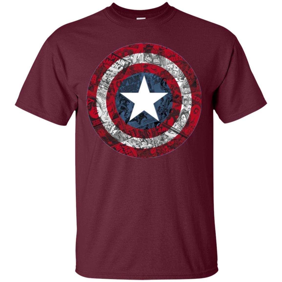 Film T-shirt Captain America Avengers Shield Comic Graphic Maroon