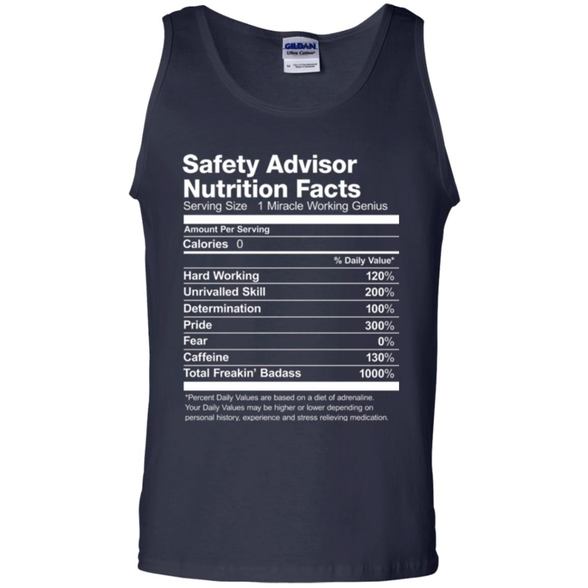 Safety Advisor Nutrition Facts Funny T-shirt Navy