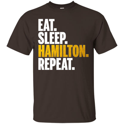 Hamilton T-shirt Eat Sleep Hamilton Repeat Dark Chocolate