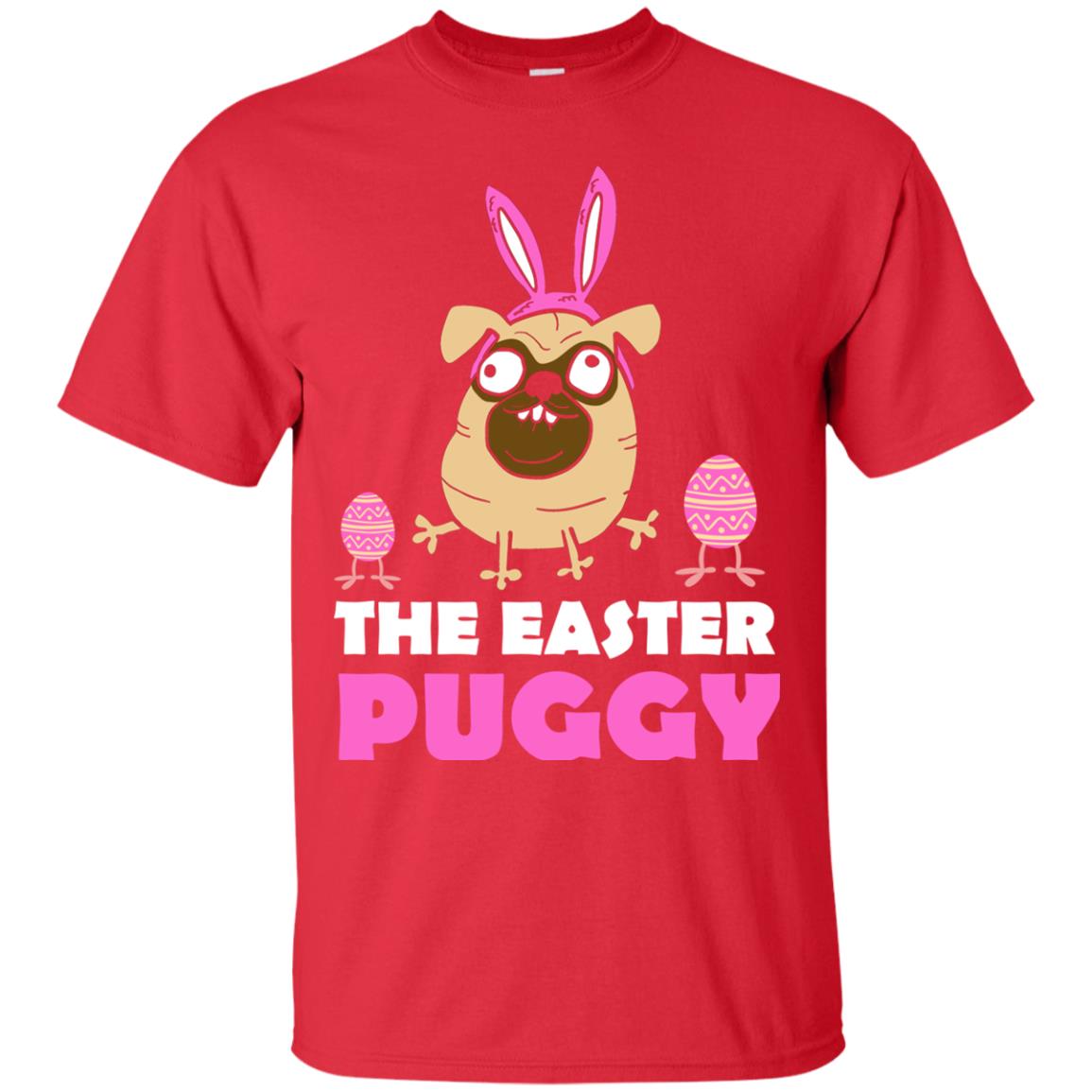 The Easter Puggy Cool Dog T-shirt For Easter Holiday Red