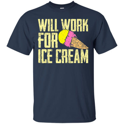 Will Work For Ice Cream T-shirt Navy