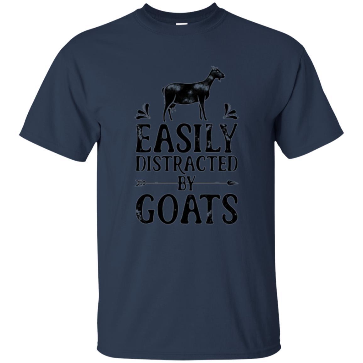 Goat Lover T-shirt Easily Distracted By Goats Navy