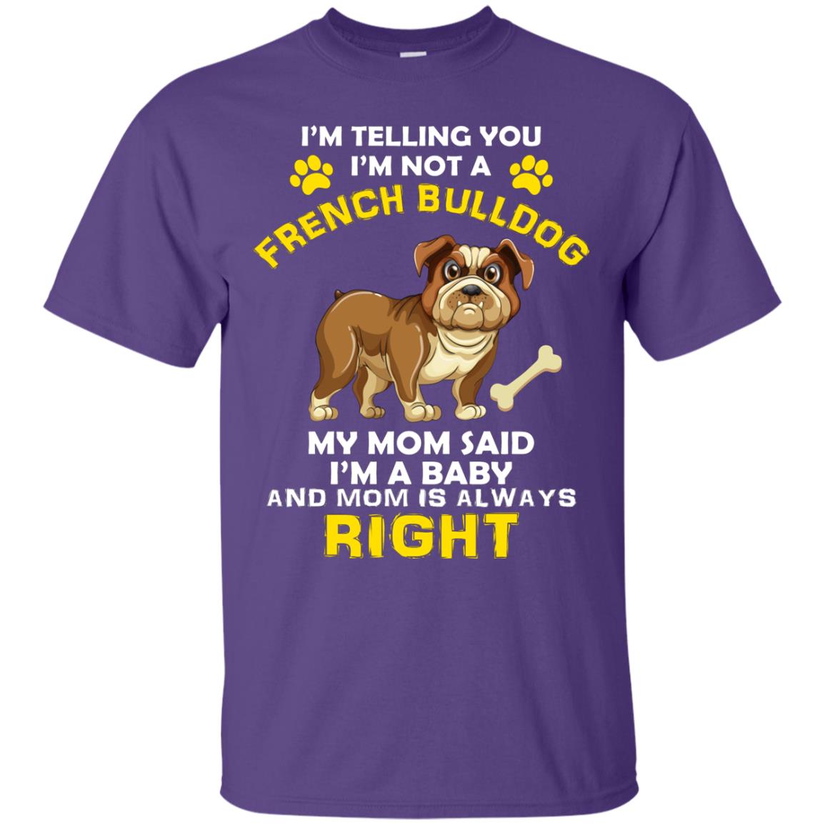 I'm Telling You I'm Not A French Bulldog Dog Lover T-shirt For Kids Purple