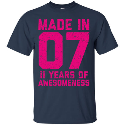 Made In 07 Age 11 Eleven Years Of Awesomeness T-shirt Navy
