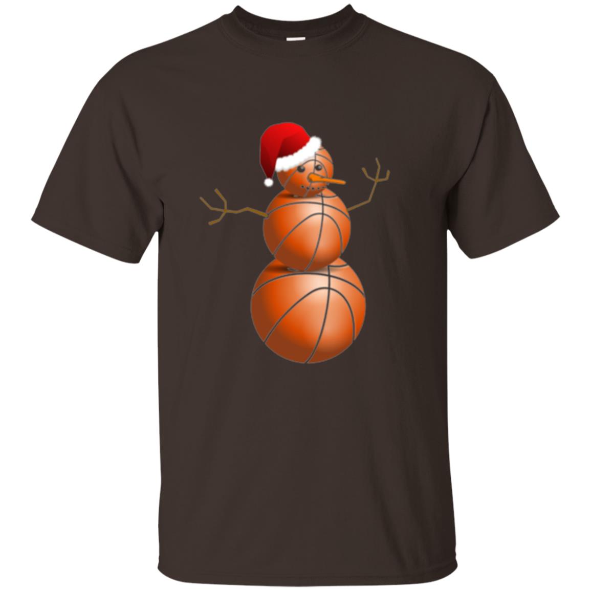 Christmas T-shirt Basketball Snowman Dark Chocolate