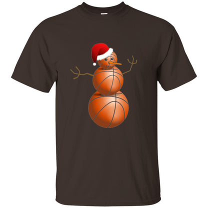 Christmas T-shirt Basketball Snowman Dark Chocolate