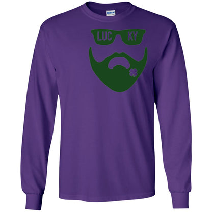 Green Bearded Clover Lucky Charm St. Patrick_s Day T-shirt Purple