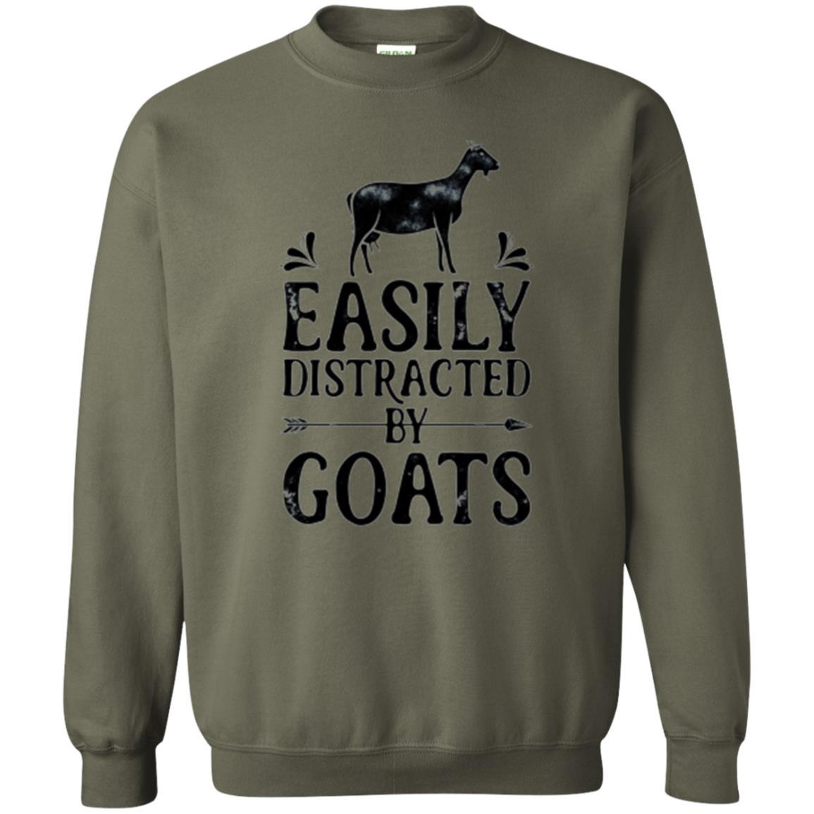 Goat Lover T-shirt Easily Distracted By Goats Military Green