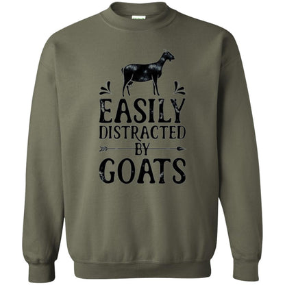 Goat Lover T-shirt Easily Distracted By Goats Military Green