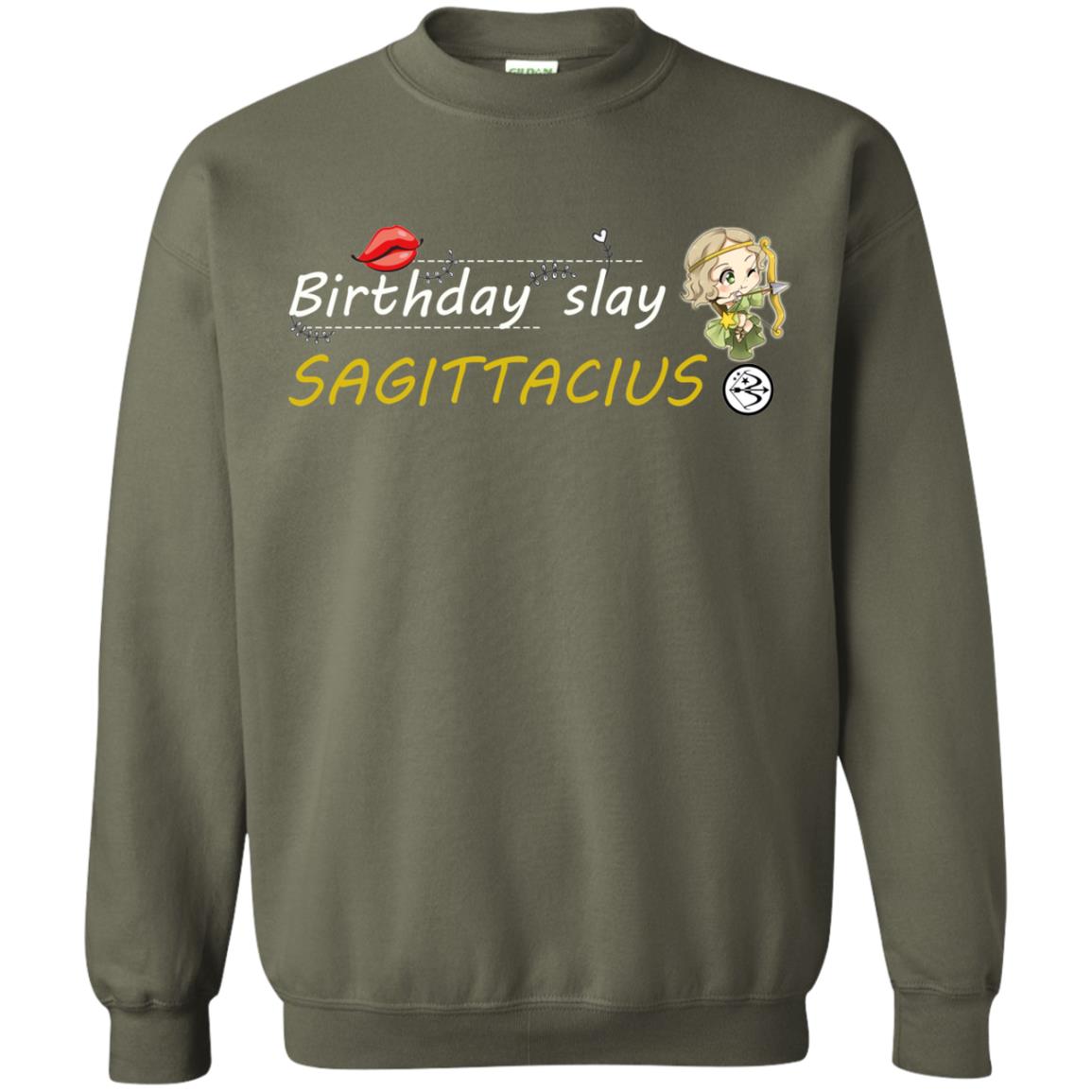 Cute Sagittarius Girl Birthday Lip Slay T-shirt Military Green