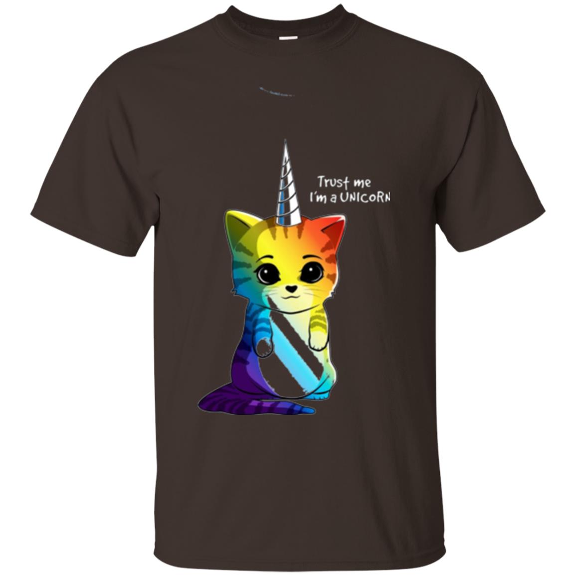 Cat Lovers T-shirt Caticorn Rainbow Trust Me I_m A Unicorn Dark Chocolate