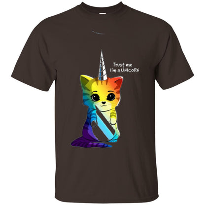 Cat Lovers T-shirt Caticorn Rainbow Trust Me I_m A Unicorn Dark Chocolate