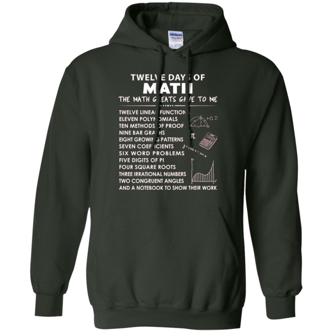 Math T-shirt Twelve Days Of Math Forest Green