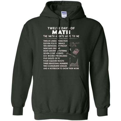 Math T-shirt Twelve Days Of Math Forest Green
