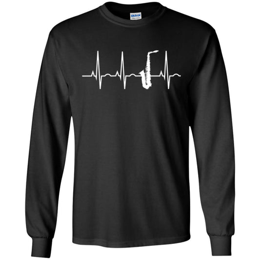 Saxophone Player T-shirt Saxophone Heartbeat T-shirt Black